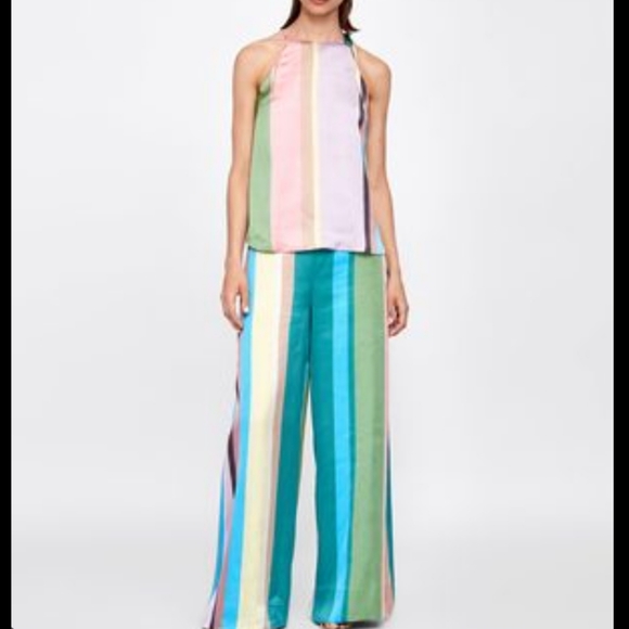 🛍🆕️Zara size XS Striped Tank w/Palazzo Pants - Picture 1 of 10